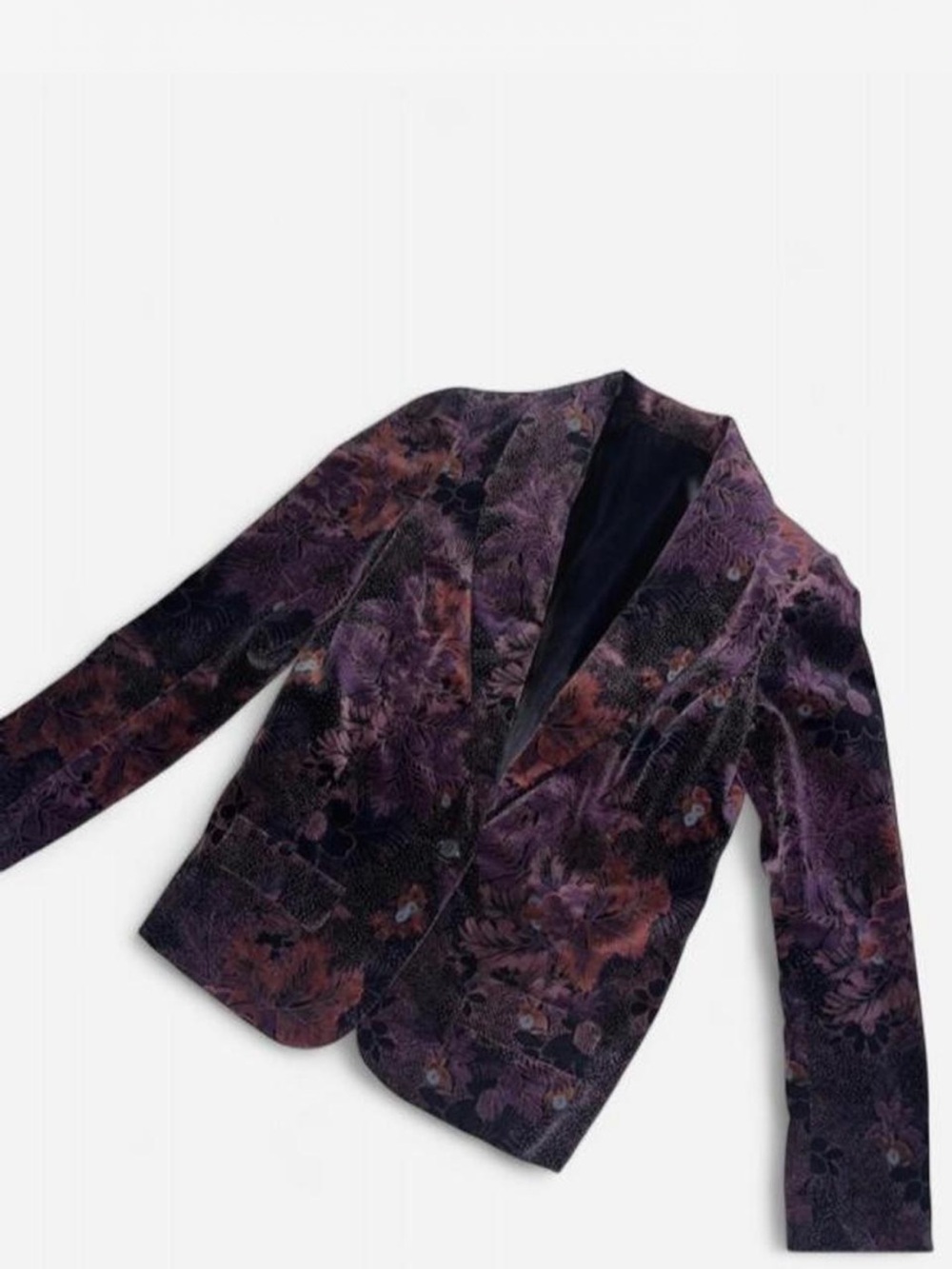 Dark Academia Purple Floral Velvet Blazer - Luxury Evening Jacket